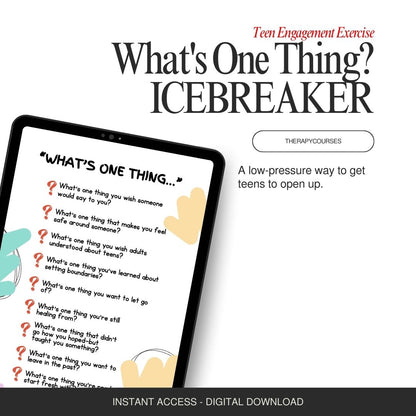 Whats one thing? Teen Icebreaker Mini Game - Get Teens to Open Up Worksheet