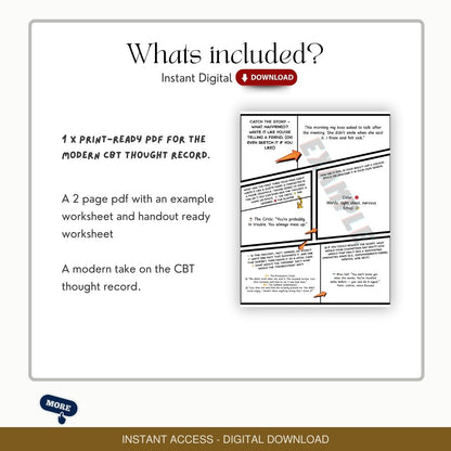 Thought Detective: A Modern CBT Thought Record Handout for Adults, Teens, Groups