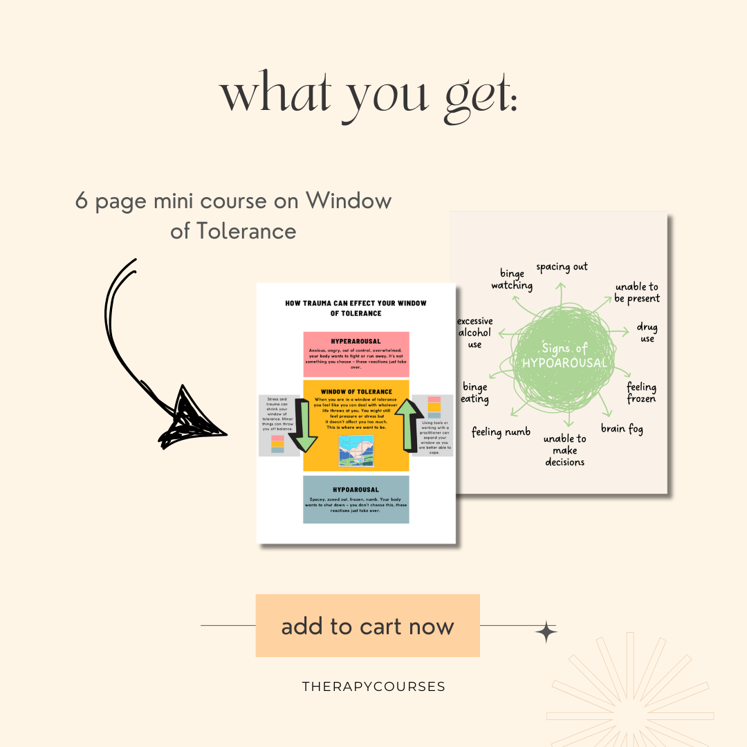 Window of Tolerance Worksheet - Graphics, Exercises, pdf