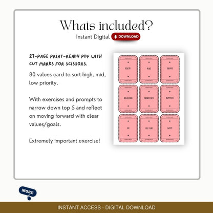 Values Sorting Exercise: ACT Card Game for Adults & Teens (+ Groups), Counselling Resource