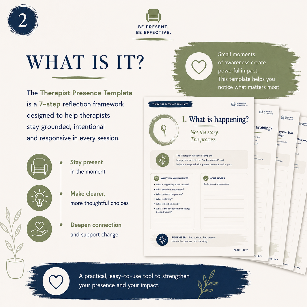 Therapist Presence Template | 7-Step Clinical Reflection Framework for Therapists (Printable PDF)