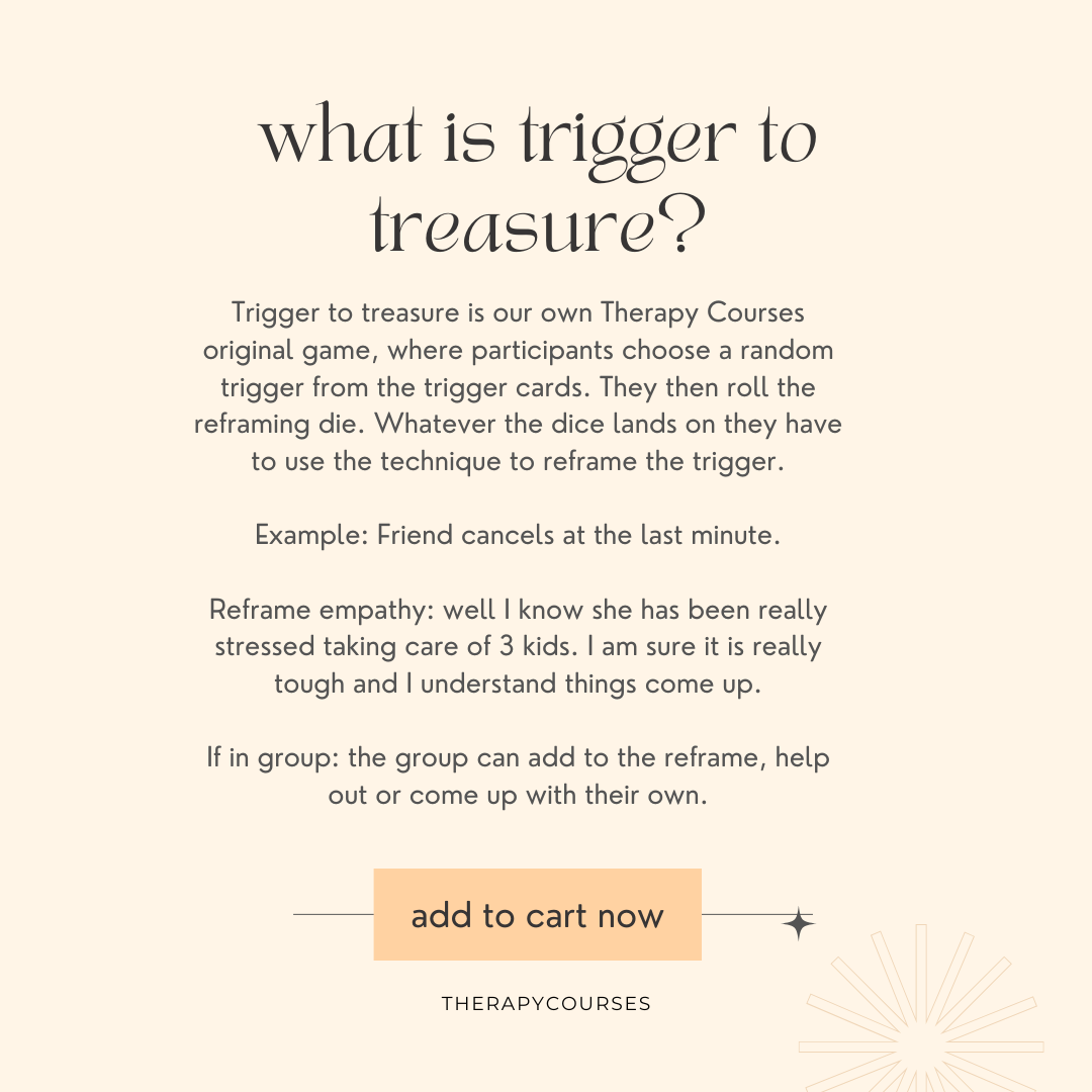 Trigger to Treasure - A Therapy Game, DBT Game, Group Therapy Tools, Cognitive Reframing, Teen Therapy