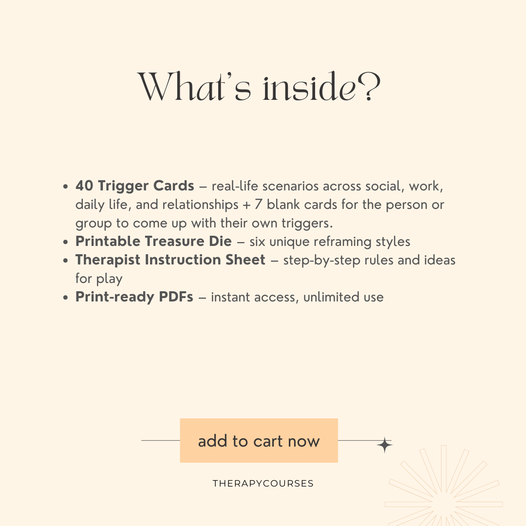 Trigger to Treasure - A Therapy Game, DBT Game, Group Therapy Tools, Cognitive Reframing, Teen Therapy