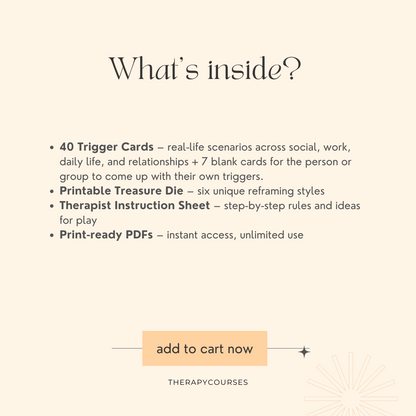 Trigger to Treasure - A Therapy Game, DBT Game, Group Therapy Tools, Cognitive Reframing, Teen Therapy