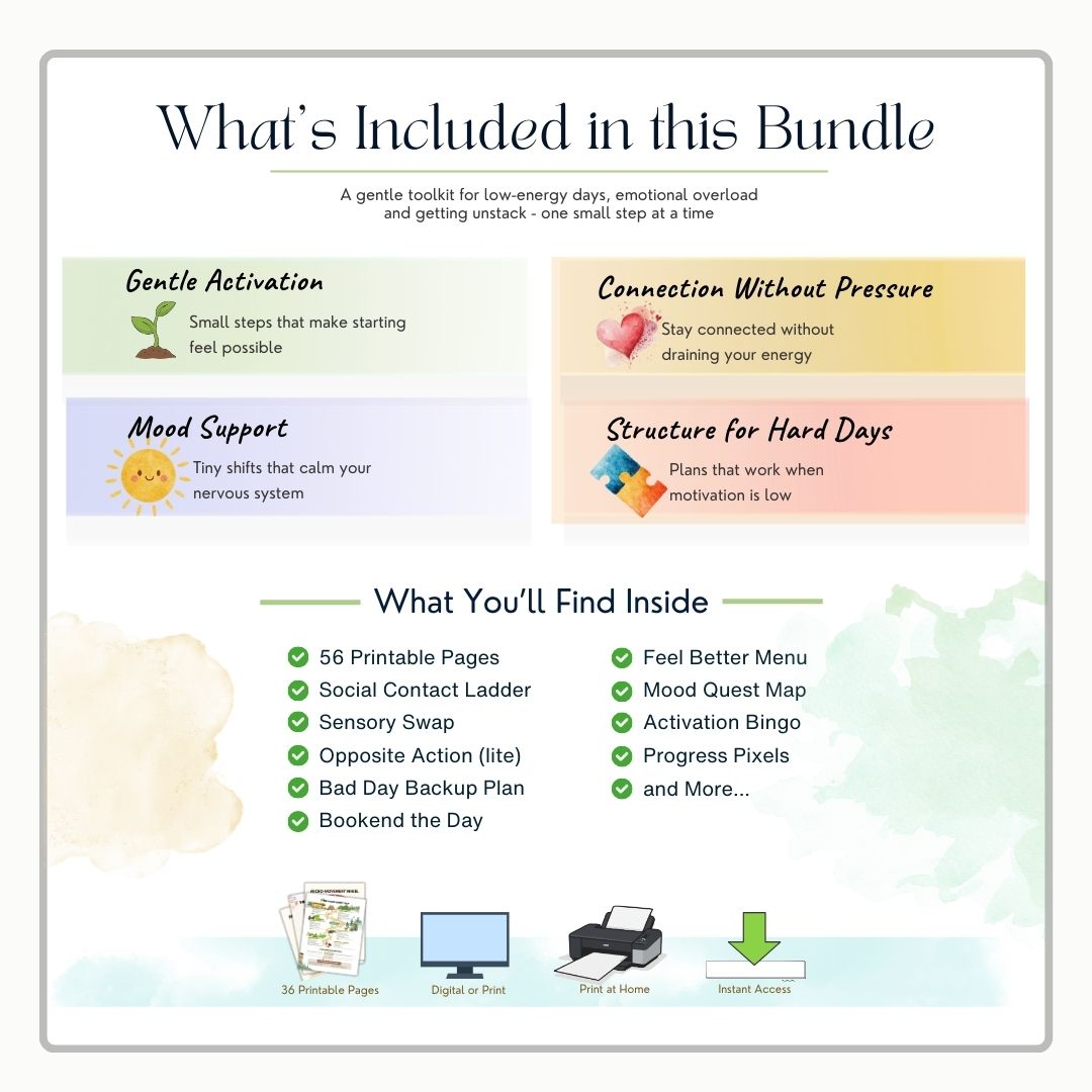 Behavioral Activation Worksheet Bundle - CBT for Depression, Adults, Teens, Groups, Therapy Tools Resources