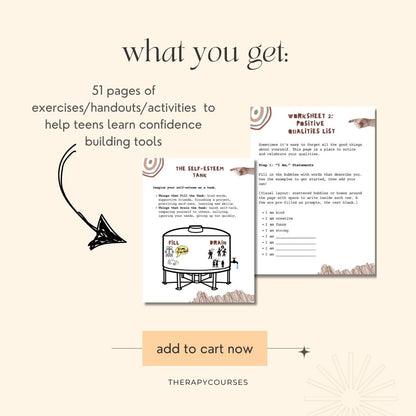 Self Esteem Worksheets for Teens - 51 Page Workbook pdf to Teach Teens Skills to Build Confidence