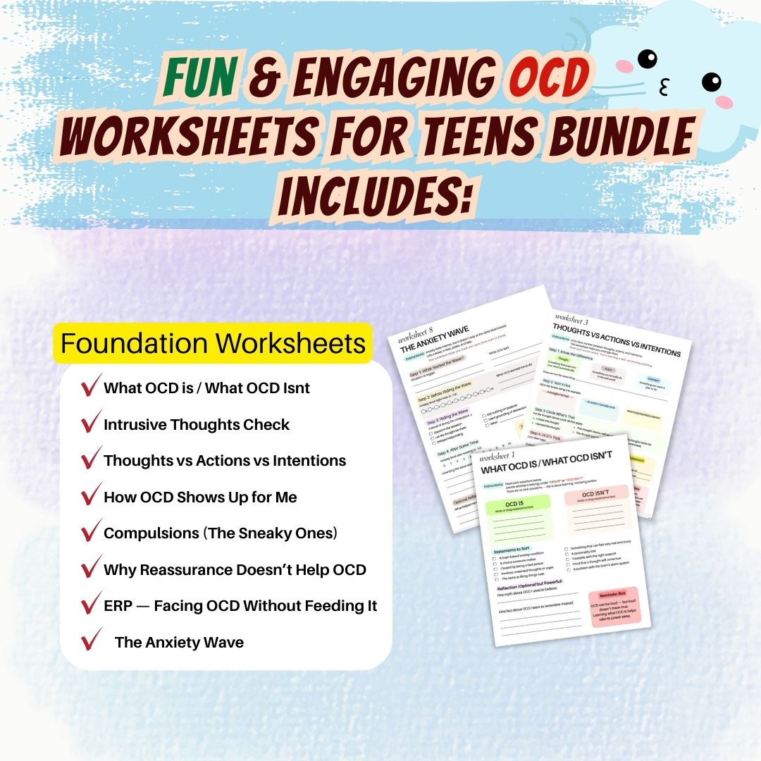 ERP OCD Worksheets for Teens Adolescents: Fun Engaging Tools for Therapists, Counselling Resources