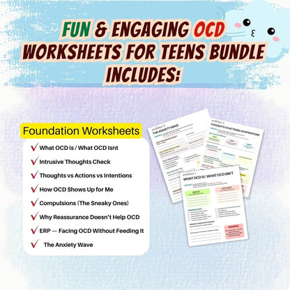 ERP OCD Worksheets for Teens Adolescents: Fun Engaging Tools for Therapists, Counselling Resources