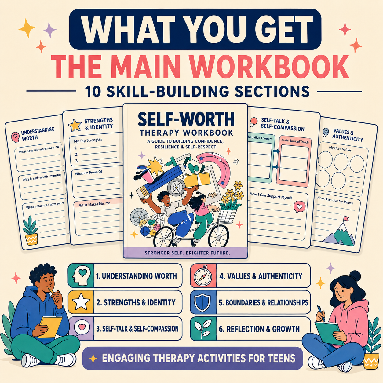 Self-Worth Therapy Toolkit for Teens: Workbook, Cards and Games