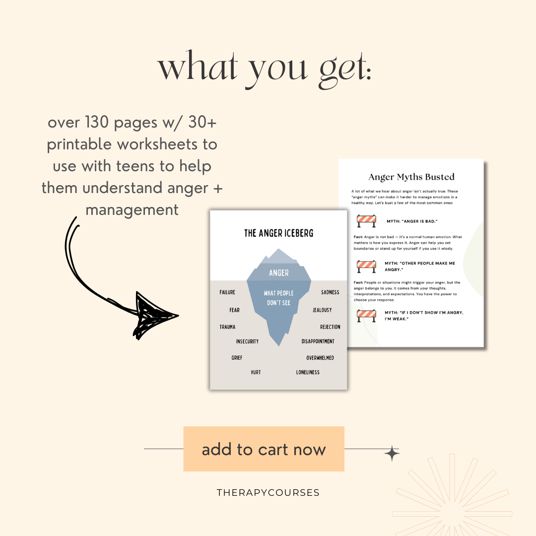 Anger Management Worksheets for Teens - 30+ Printable Exercises Handouts Individual or Group Therapy