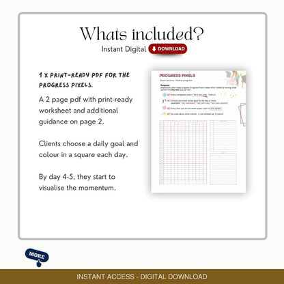 Progress Pixels Worksheet Behavior Activation & Momentum Builder (Teens, Groups, Adults)