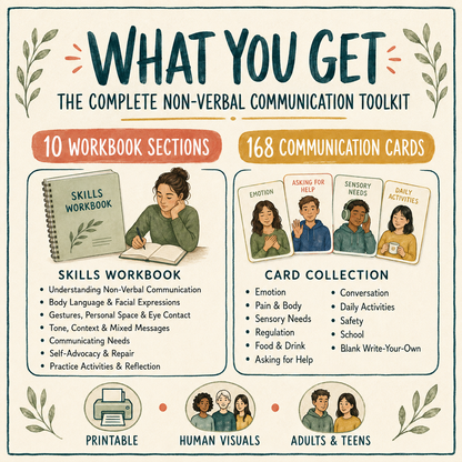 Non-Verbal Communication Toolkit: Communication Skills Worksheets + Communication Cards